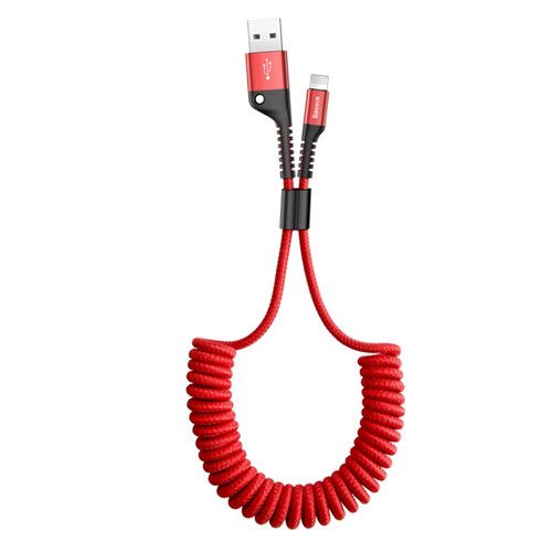 Cáp sạc Lightning dây xoắn đàn hồi Baseus Fish Eye Spring Data dùng cho iPhone / iPad (2A, 1M, Spring Fast Charging Data Lightning Cable)