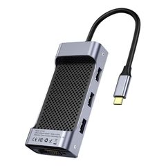 Hub chuyển đa năng Baseus Square Desk Type-C Multi-functional HUB ( Type-C to USB3.0x3 + Type-C (PD)+TF/SD + HDMI 4K + VGA  / RJ-45 LAN)