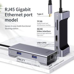 Hub chuyển đa năng Baseus Square Desk Type-C Multi-functional HUB ( Type-C to USB3.0x3 + Type-C (PD)+TF/SD + HDMI 4K + VGA  / RJ-45 LAN)