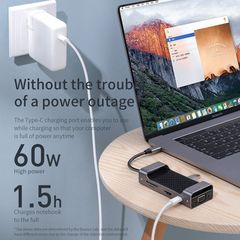 Hub chuyển đa năng Baseus Square Desk Type-C Multi-functional HUB ( Type-C to USB3.0x3 + Type-C (PD)+TF/SD + HDMI 4K + VGA  / RJ-45 LAN)