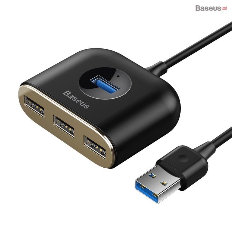 Bộ HUB chia cổng USB Baseus Square Round 4 in 1 ( Type C/ USB 3.0  to USB3.0*1+USB2.0*3 Smart Adapter)