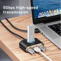 Bộ HUB chia cổng USB Baseus Square Round 4 in 1 ( Type C/ USB 3.0  to USB3.0*1+USB2.0*3 Smart Adapter)