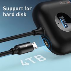 Bộ HUB chia cổng USB Baseus Square Round 4 in 1 ( Type C/ USB 3.0  to USB3.0*1+USB2.0*3 Smart Adapter)