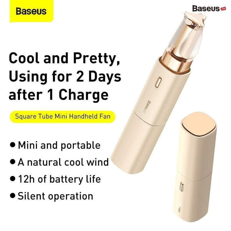 Quạt cầm tay mini Baseus Square Tube Mini Handheld Fan (8h sử dụng, 2000mAh)