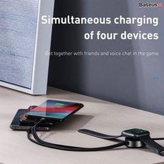 Cáp sạc 3 đầu tích hợp sạc không dây cho Apple Watch Baseus Star Ring Series 4 in 1 Wireless Charging Cable ( USB Type A to USB Type C/ Micro USB/ Lightning With Apple Watch charger)