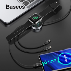 Cáp sạc 3 đầu tích hợp sạc không dây cho Apple Watch Baseus Star Ring Series 4 in 1 Wireless Charging Cable ( USB Type A to USB Type C/ Micro USB/ Lightning With Apple Watch charger)