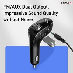 Tẩu sạc đa năng tích hợp phát nhạc từ USB dùng cho xe ô tô Baseus Streamer F40 AUX/FM Wireless MP3 Car Charger (3A, 2 Port, Bluetooth 5.0, Lossless Sound Effects, LED, AUX/FM Transmiter)