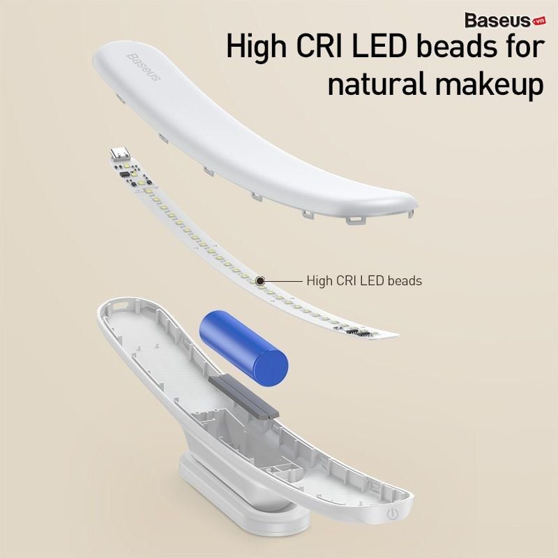 Đèn cảm ứng, pin sạc chuyên dùng cho gương trang điểm Baseus Sunshine Series - Stepless Dimmer Mirror Light (2200mAh, High CRI Lamp Beads, Stepless Dimming)