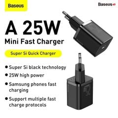 Bộ sạc nhanh Baseus Super Si 1C 25W Quick Charger Sets (PD/QC3.0 Quick charger, With Cable)