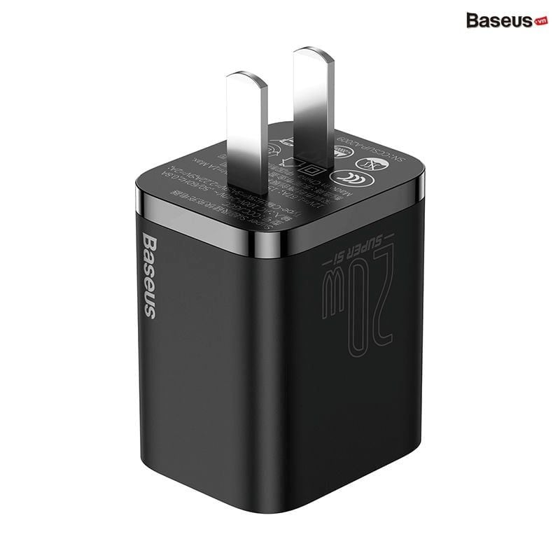 Bộ sạc nhanh, nhỏ gọn Baseus Super Si Quick Charger 20W dùng cho iPhone 12/iP11/XS Max (Type C, 20W/18W, PD/QC3.0 Quick charger)