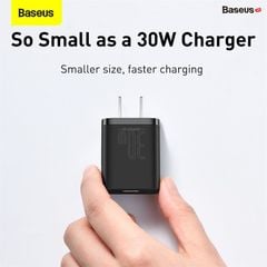 Củ sạc nhanh Baseus Super Si Quick Charger 30W dùng cho iPhone/Samsung/OPPO (30W, Type C, PD/QC3.0 Quick charger)