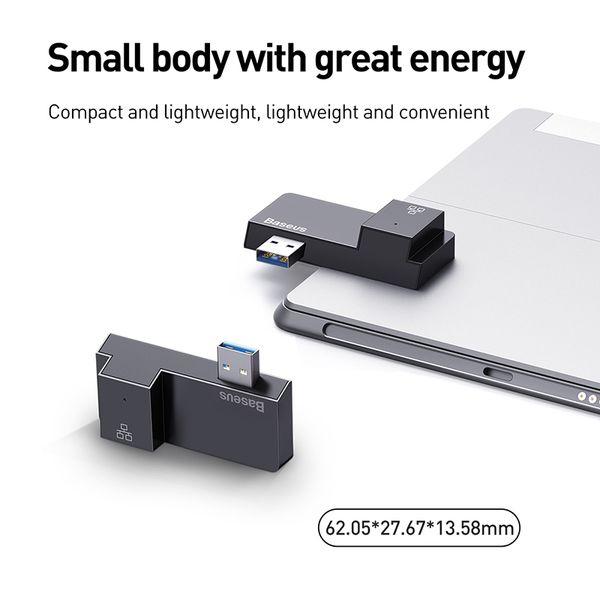 Hub chuyển đa năng 3 trong 1 Baseus Multifunctional HUB for Surface Pro ( USB A to USB3.0*2 + RJ-45 Gigabit Network)