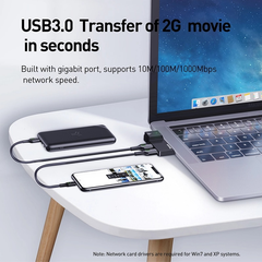 Hub chuyển đa năng 3 trong 1 Baseus Multifunctional HUB for Surface Pro ( USB A to USB3.0*2 + RJ-45 Gigabit Network)