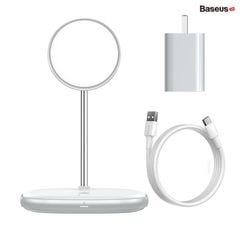 Đế giữ điện thoại magsafe kiêm sạc không dây dành cho các dòng iPhone 12 Baseus Swan 2-in-1 Wireless Magnetic Charging Bracket 20W