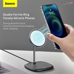 Đế giữ điện thoại tích hợp sạc nhanh không dây Baseus Swan Magnetic Desktop Bracket Wireless Charger cho iPhone 12 series (15W, Magsafe Wireless charge)