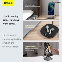 Đế giữ điện thoại tích hợp sạc nhanh không dây Baseus Swan Magnetic Desktop Bracket Wireless Charger cho iPhone 12 series (15W, Magsafe Wireless charge)