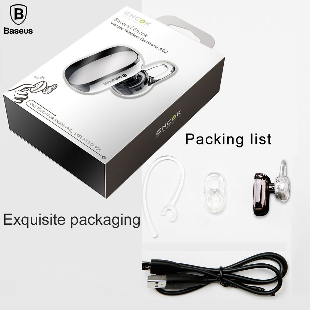 Tai nghe Bluetooth Baseus Encok Mini Wireless Earphone A02  - Kết nối cùng lúc 2 thiết bị (5h Call time, Bluetooth 4.1, Touch)