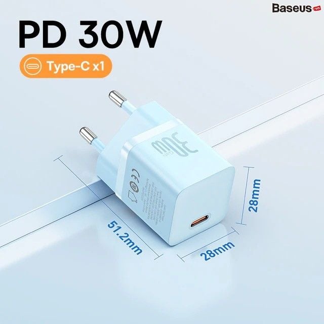 Củ Sạc Nhanh Baseus GaN5 Fast Charger Mini 1C 30W Cho iPhone 14 13 12 11 Pro Max (Nhỏ gọn, sạc nhanh PD/Quick Charge)