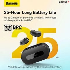 Tai nghe Bluetooth Baseus Bowie EZ10 True Wireless Mini in ear Thể Thao (V5.3, 25H, AAC/SBC, App, No-delay & HD Hifi Gaming Earbuds)