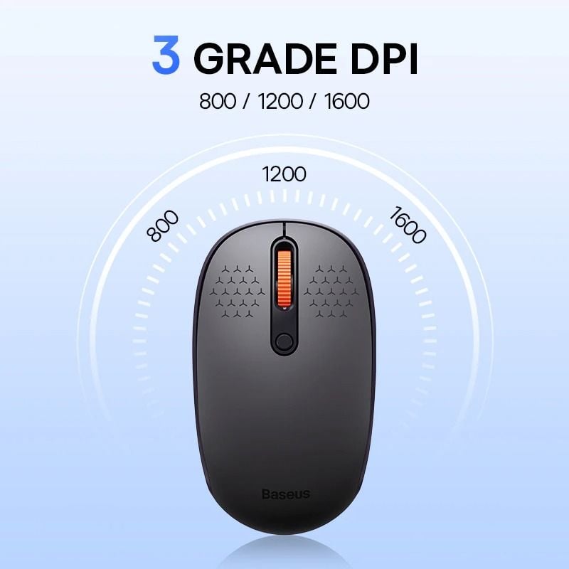 Chuột không dây Baseus F01B – 3 chế độ: 2.4GHz/Bluetooth 5.0/3.0, 1600dpi, dùng cho laptop, MacBook, iPad