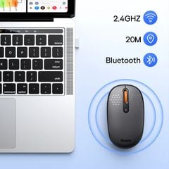 Chuột không dây Baseus F01B – 3 chế độ: 2.4GHz/Bluetooth 5.0/3.0, 1600dpi, dùng cho laptop, MacBook, iPad