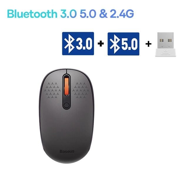 Chuột không dây Baseus F01B – 3 chế độ: 2.4GHz/Bluetooth 5.0/3.0, 1600dpi, dùng cho laptop, MacBook, iPad