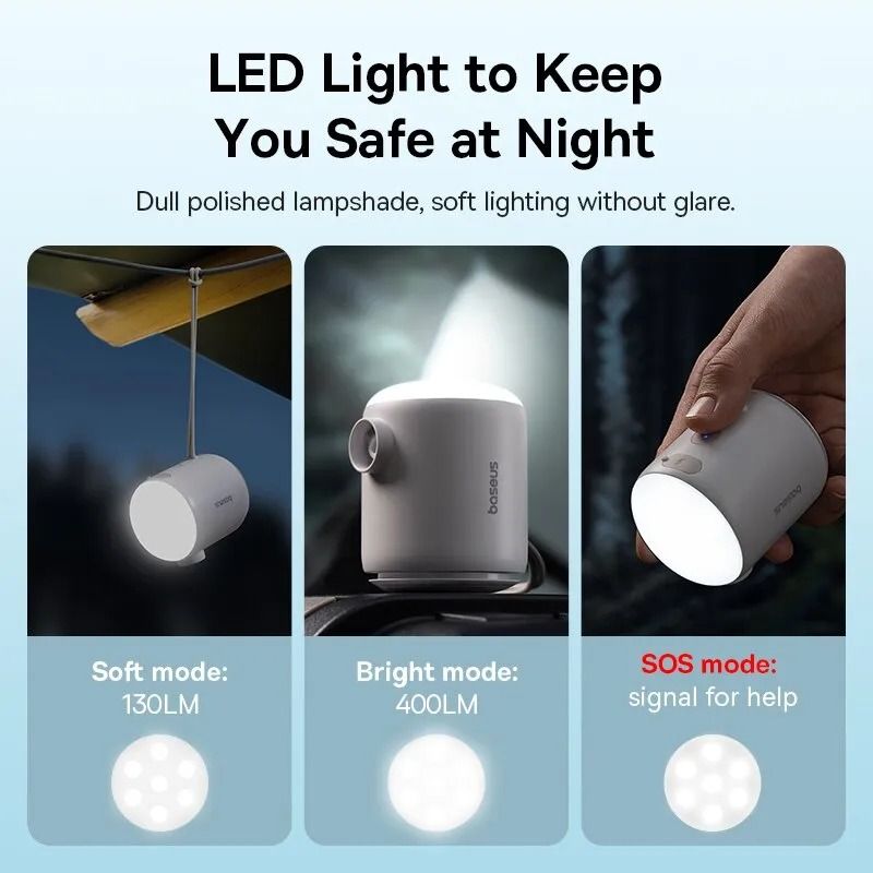 Máy Bơm Hơi Mini Kiêm Hút Chân Không Baseus PocketGo Portable (230L/min, 3500Pa)