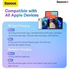 Cáp sạc nhanh Baseus Explorer Series 2 PD 20W C to Lightning – Tự ngắt, kiểm soát nhiệt, sạc iPhone/iPad