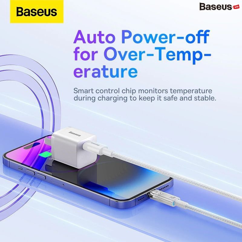 Cáp sạc nhanh Baseus Explorer Series 2 PD 20W C to Lightning – Tự ngắt, kiểm soát nhiệt, sạc iPhone/iPad