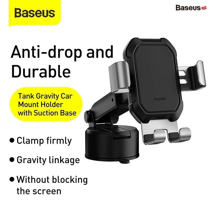 Giá đỡ điện thoại hút chân không dùng gắn kính hoặc táp lô trên xe hơi Baseus Tank Gravity Car Mount (Suction Base Holder for Car)