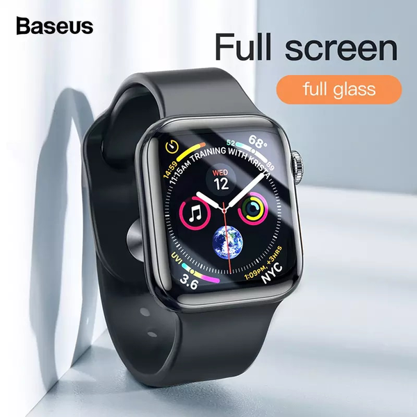 Kính cường lực Full viền 5 lớp chống trầy Baseus Full Screen Curved Tempered Glass dùng cho Apple Watch Series 1/2/3/4 - 38mm/42mm/40mm/44mm (0.3 mm, 3D, 9H Full Coverage Tempered Glass)