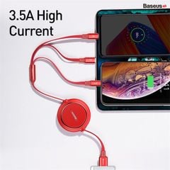 Cáp sạc dây rút 3 đầu Baseus Golden Loop 3 in 1 Elastic (3.5A, Type C/ Lightning/ Micro USB, Adjustable, Fast Charge Cable)