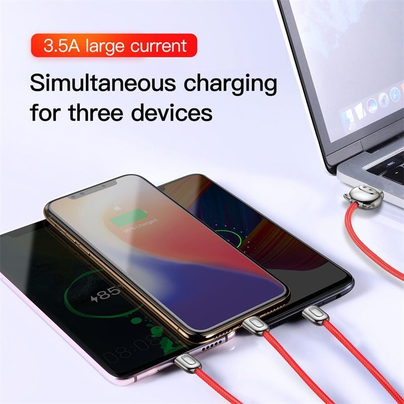 Cáp sạc và truyền dữ liệu tốc độ cao Baseus Three Little Pigs 3-in-1 USB Cable ( USB Type A to USB Type C/ Micro USB/ Lightning  3.5A Fast Charging & Sync Data Cable)