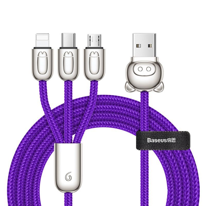 Cáp sạc và truyền dữ liệu tốc độ cao Baseus Three Little Pigs 3-in-1 USB Cable ( USB Type A to USB Type C/ Micro USB/ Lightning  3.5A Fast Charging & Sync Data Cable)