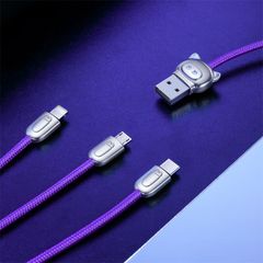 Cáp sạc và truyền dữ liệu tốc độ cao Baseus Three Little Pigs 3-in-1 USB Cable ( USB Type A to USB Type C/ Micro USB/ Lightning  3.5A Fast Charging & Sync Data Cable)