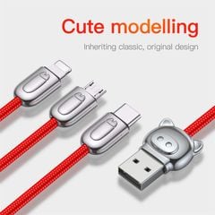 Cáp sạc và truyền dữ liệu tốc độ cao Baseus Three Little Pigs 3-in-1 USB Cable ( USB Type A to USB Type C/ Micro USB/ Lightning  3.5A Fast Charging & Sync Data Cable)