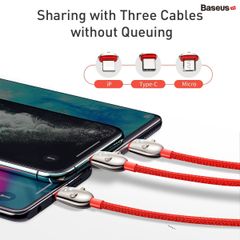 Cáp sạc 3 đầu siêu bền Baseus Three Mouse 3-in-1 Cable (TypeC/Lightning/Micro, 3.5A Fast charge Cable)