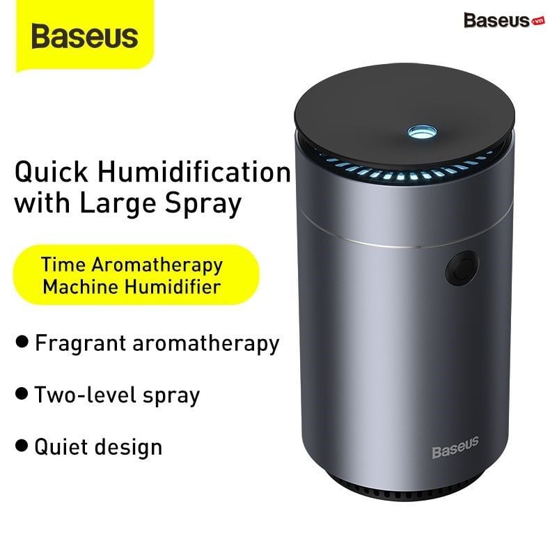 Máy phun sương tạo ẩm, xông tinh dầu mini dùng cho xe hơi Baseus Time Aromatherapy Humidifier (75ml, Alloy Air Humidifier Aroma for Car)