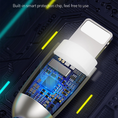 Cáp sạc Lightning vải dù, đầu kim loại siêu bền Baseus Torch Series dùng cho iPhone/ iPad (2.4A Fast Charge & Sync Data, LED Light indicator)
