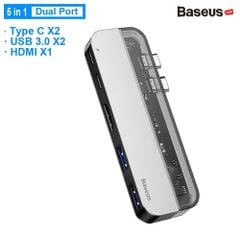 Bộ Hub đa năng Baseus Transparent Series 5 in 1 Multifunctional HUB dùng cho Macbook/iPad Pro ( Single Type-C to Type-C*2+USB3.0*2+HDMI)