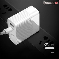 Bộ sạc nhanh đa năng Baseus Transun Series Type-C PD3.0 + USB Quick charger cho Smartphone/ Tablet/ Macbook (3A, 29W, USB + Type C PD Auto Voltage  Travel Charger)