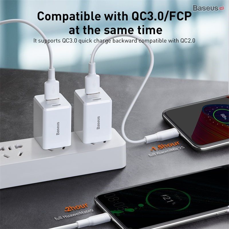 Bộ sạc nhanh đa năng Baseus Traveler Series PPS/ PD / QC 3.0 18W Quick Charger (USB + Type C)