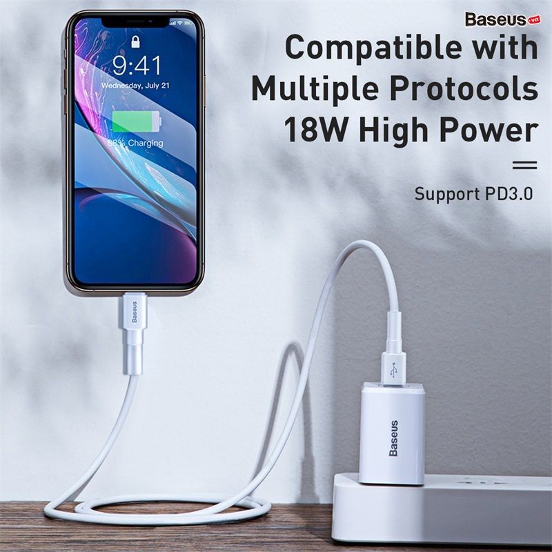 Bộ sạc nhanh du lịch đa năng Baseus Traveler Series PD/ QC3.0 dùng cho iPhone (18W, Type C support Power Delivery, 100V-240V 50Hz/60Hz)