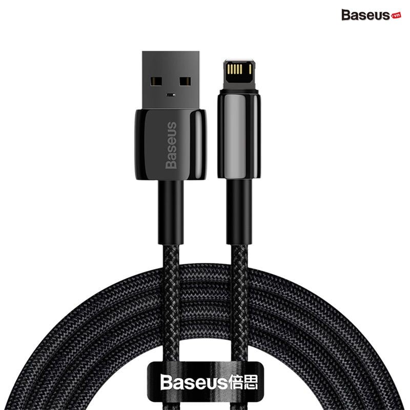 Cáp sạc Lightning cho iPhone Baseus Tungsten Gold Fast Charging Data Cable USB to iP 2.4A 2m Black