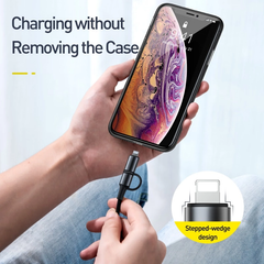 Cáp sạc nhanh 2 đầu tích hợp Baseus Twins 2 in 1 dùng cho Android/ iPhone/ iPad/ Macbook (Type C to Type-C/ Lightning, 60W PD/ QC3.0 Quick Charge & Sync Data Cable)