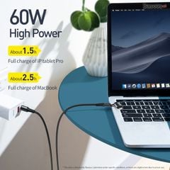 Cáp sạc nhanh 2 đầu tích hợp Baseus Twins 2 in 1 dùng cho Android/ iPhone/ iPad/ Macbook (Type C to Type-C/ Lightning, 60W PD/ QC3.0 Quick Charge & Sync Data Cable)