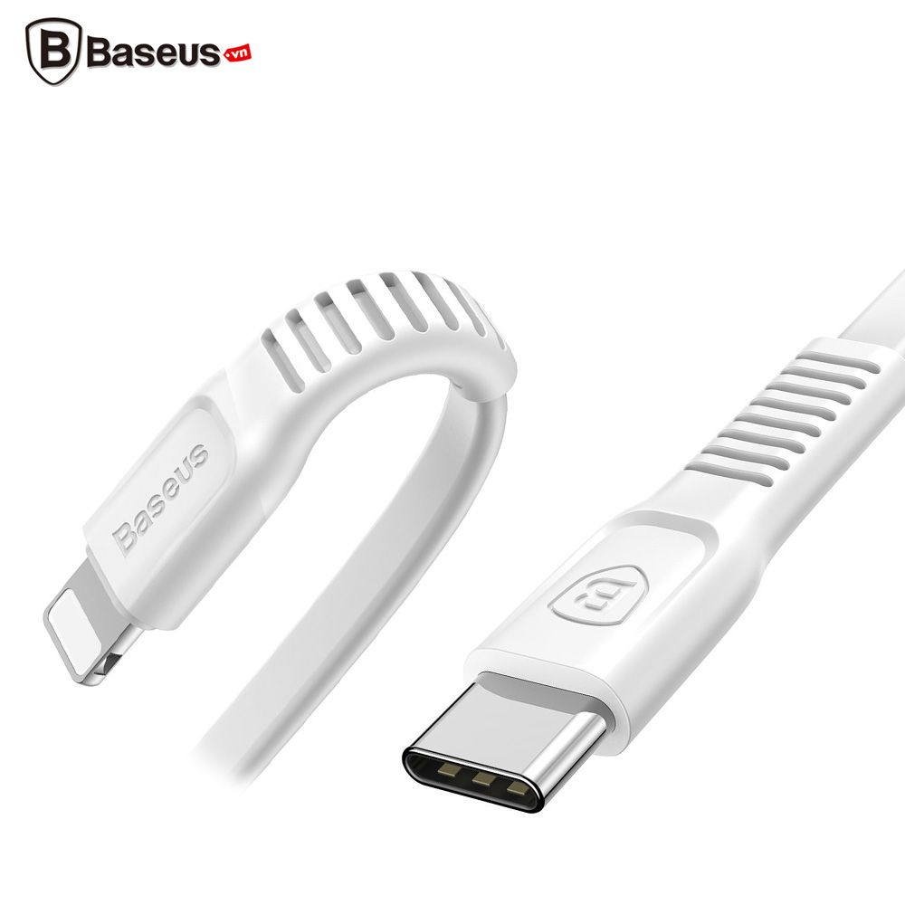 Cáp sạc nhanh và truyền dữ liệu tốc độ cao Type C - Lightning Baseus Tough Series cho iPhone 8/ 8 Plus/ iPhone X (18W, PD Quick Charging, Cáp dẹp chống rối)