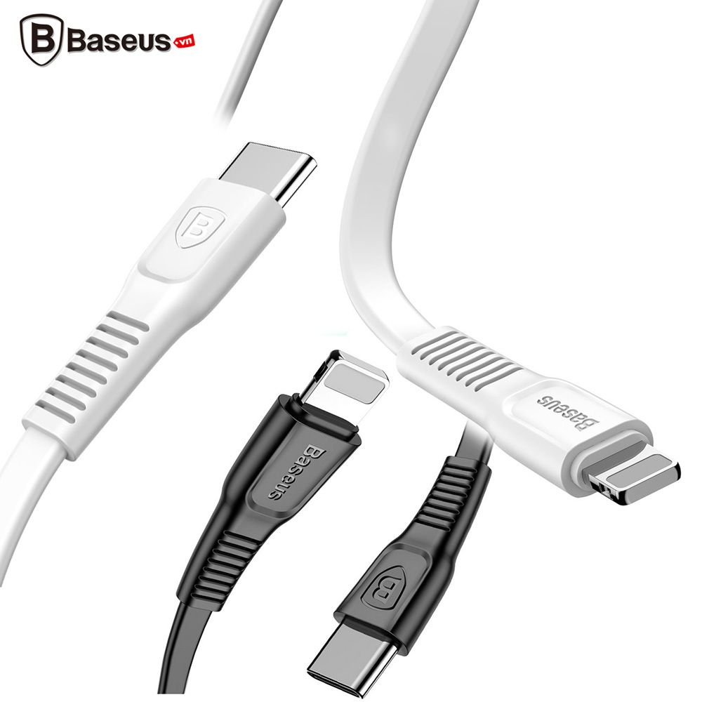 Cáp sạc nhanh và truyền dữ liệu tốc độ cao Type C - Lightning Baseus Tough Series cho iPhone 8/ 8 Plus/ iPhone X (18W, PD Quick Charging, Cáp dẹp chống rối)