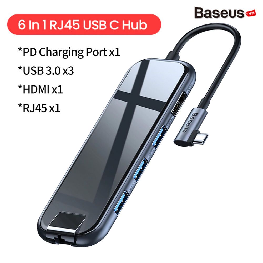 Hub chuyển đa năng tích hợp sạc Apple Watch Baseus Superlative Multifunctional 6 in 1 (Type-C to USB3.0 *2 + HDMI + Audio + PD + iWatch wireless charger)