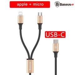 Cáp sạc và truyền dữ liệu tốc độ cao Baseus Rapid Series Type C LV216 tích hợp 2 đầu kết nối Android và iPhone (Type C to Lightning & Micro USB , 1.2M, 3A)